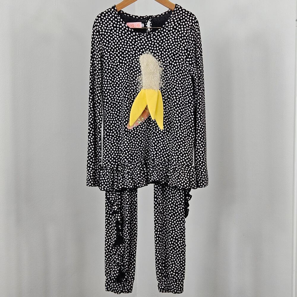 Bangbang Copenhagen Go Banana Black & White Dots Top & Pant Set | Girl's 10 / 11